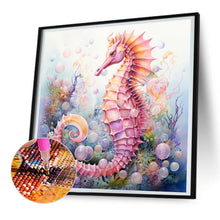 Load image into Gallery viewer, Pink Seahorse-Full Round Diamond Painting-30x30cm
