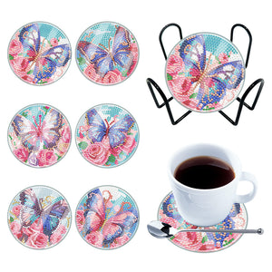 6PCS Butterfly-Acrylic Waterproof Diamond Coaster