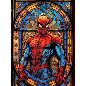 Stained Glass Spiderman-Full Round Diamond Painting-30x40cm