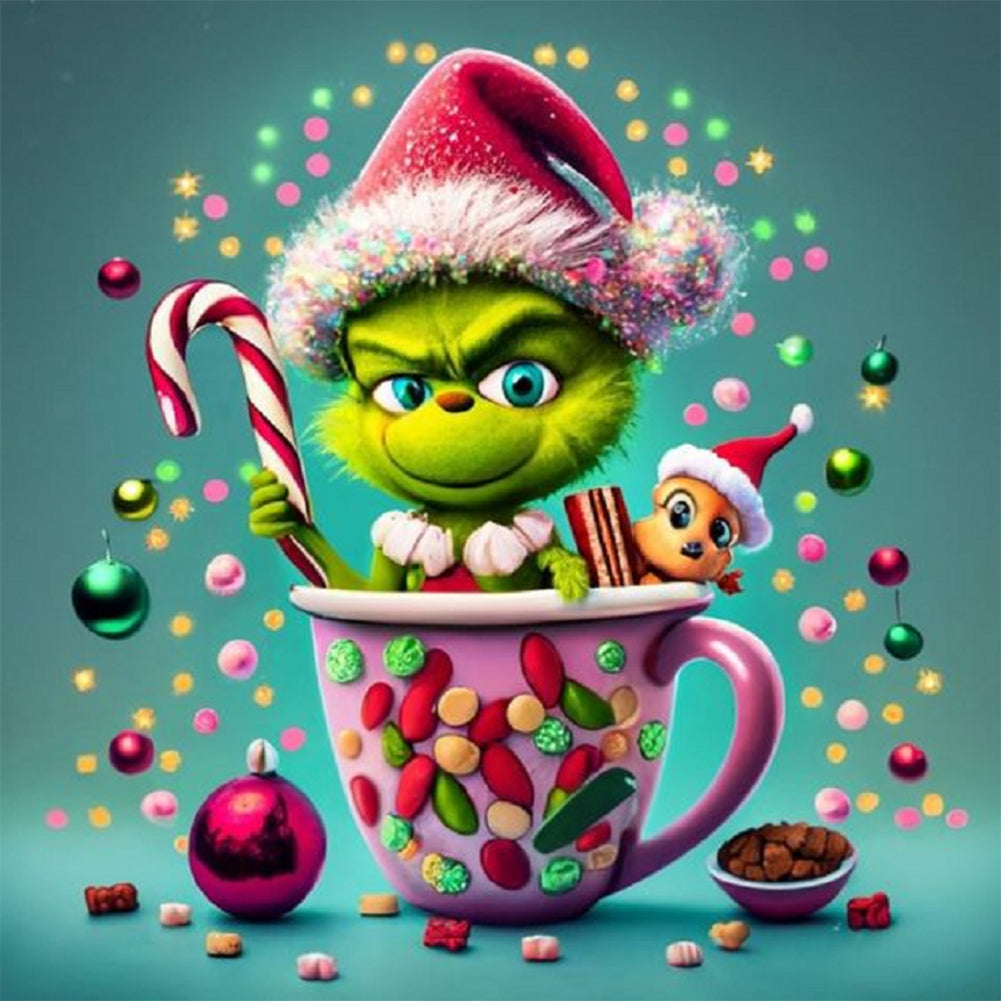 Christmas Green Monster-Full Round Diamond Painting-30x30cm