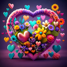 Load image into Gallery viewer, Colorful Love Flowers-Full Round Diamond Painting-30x30cm
