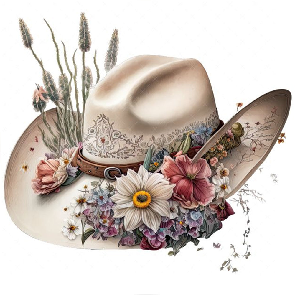 Cowboy Hat-Full Round Diamond Painting-30x30cm