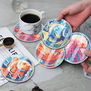 6 Pcs/Set Animal-Acrylic Waterproof Diamond Coaster
