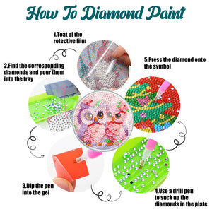 6 Pcs/Set Animal-Acrylic Waterproof Diamond Coaster