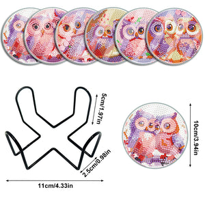 6 Pcs/Set Animal-Acrylic Waterproof Diamond Coaster