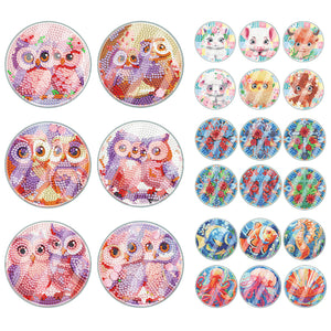 6 Pcs/Set Animal-Acrylic Waterproof Diamond Coaster