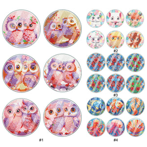 6 Pcs/Set Animal-Acrylic Waterproof Diamond Coaster