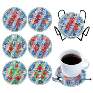6 Pcs/Set Animal-Acrylic Waterproof Diamond Coaster