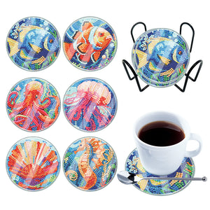6 Pcs/Set Animal-Acrylic Waterproof Diamond Coaster