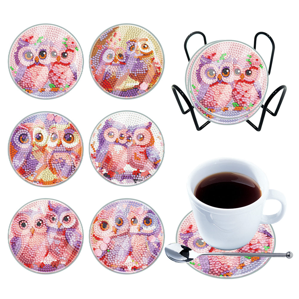 6 Pcs/Set Animal-Acrylic Waterproof Diamond Coaster