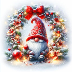 Christmas Gnome-Full Round Diamond Painting-30x30cm