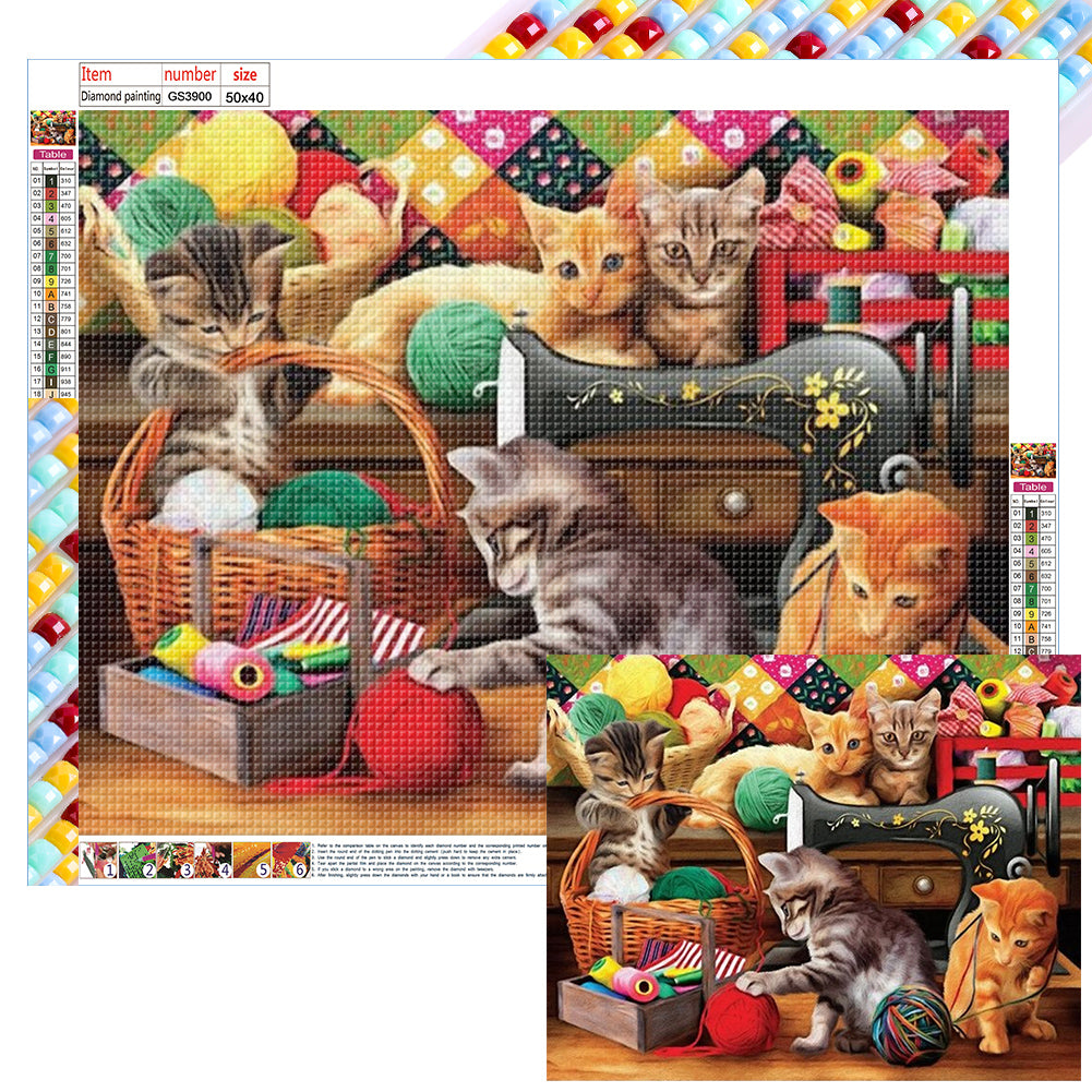 Cat-Full Square Diamond Painting-50x40cm