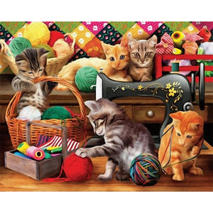 Cat-Full Square Diamond Painting-50x40cm