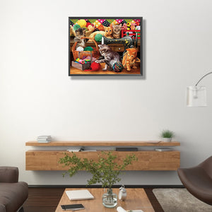 Cat-Full Square Diamond Painting-50x40cm