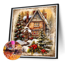 Load image into Gallery viewer, Snow Cabin-Full Round Diamond Painting-30x30cm

