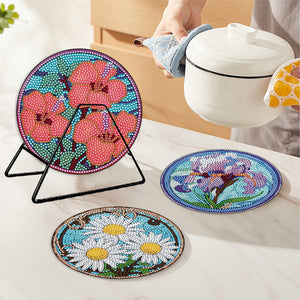 4Pcs/Set Acrylic Diamond Painted Placemats Tableware Mat