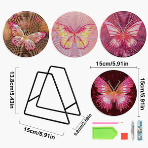 4Pcs/Set Acrylic Diamond Painted Placemats Tableware Mat