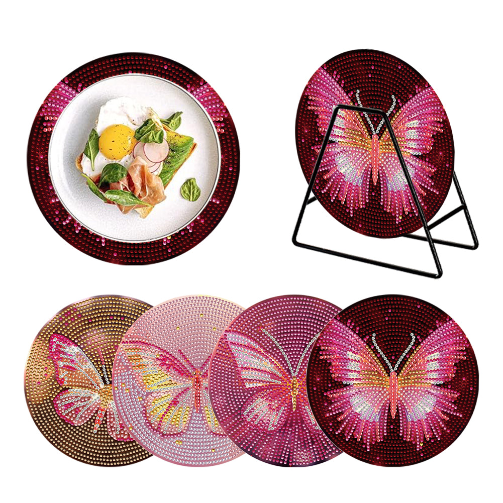 4Pcs/Set Acrylic Diamond Painted Placemats Tableware Mat