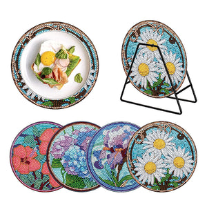 4Pcs/Set Acrylic Diamond Painted Placemats Tableware Mat