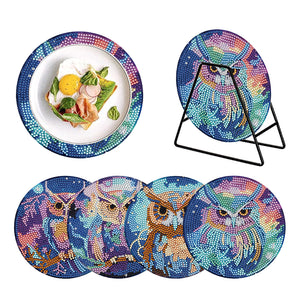 4Pcs/Set Acrylic Diamond Painted Placemats Tableware Mat