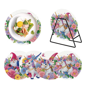 4Pcs/Set Acrylic Diamond Painted Placemats Tableware Mat