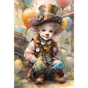 Clown Boy-Full Round Diamond Painting-50x70cm-Large Size
