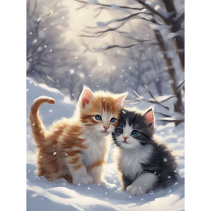 Little Golden Retriever In The Snow-Full Round Diamond Painting-30x40cm