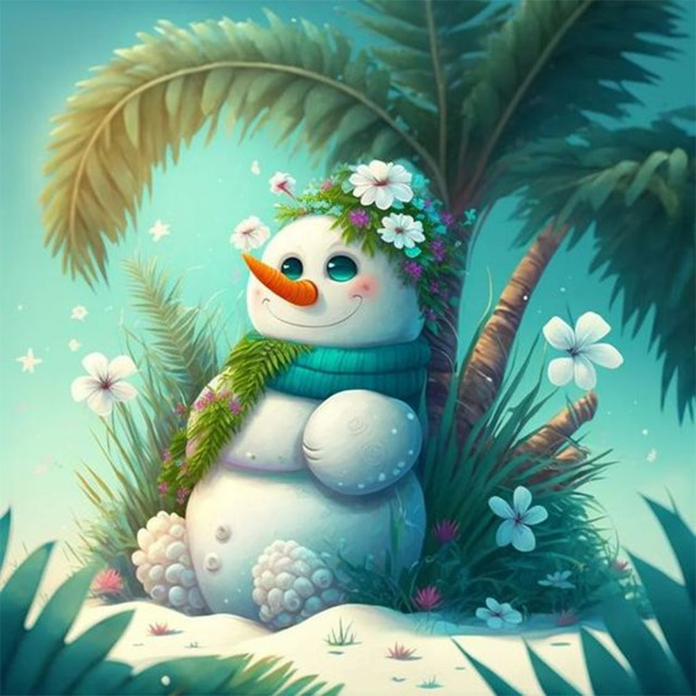 Christmas Snowman-Full Round Diamond Painting-30x30cm