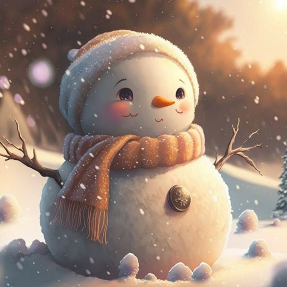 Christmas Snowman-Full Round Diamond Painting-30x30cm