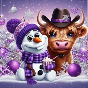 Christmas Snowman-Full Round Diamond Painting-30x30cm