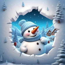 Load image into Gallery viewer, Christmas Snowman-Full Round Diamond Painting-30x30cm
