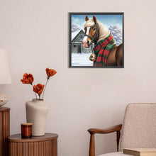 Load image into Gallery viewer, Horses In Snow Scene-Full Round Diamond Painting-30x30cm
