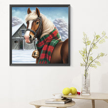 Load image into Gallery viewer, Horses In Snow Scene-Full Round Diamond Painting-30x30cm
