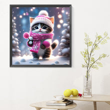 Load image into Gallery viewer, Snow Kitten-Full Round Diamond Painting-30x30cm
