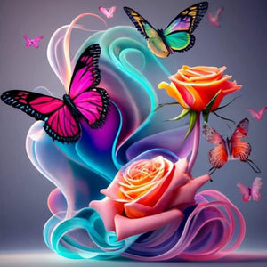 Colorful Butterfly-Full Round Diamond Painting-30x30cm