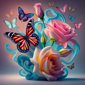 Colorful Butterfly-Full Round Diamond Painting-30x30cm