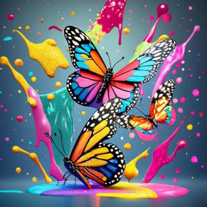 Colorful Butterfly-Full Round Diamond Painting-30x30cm