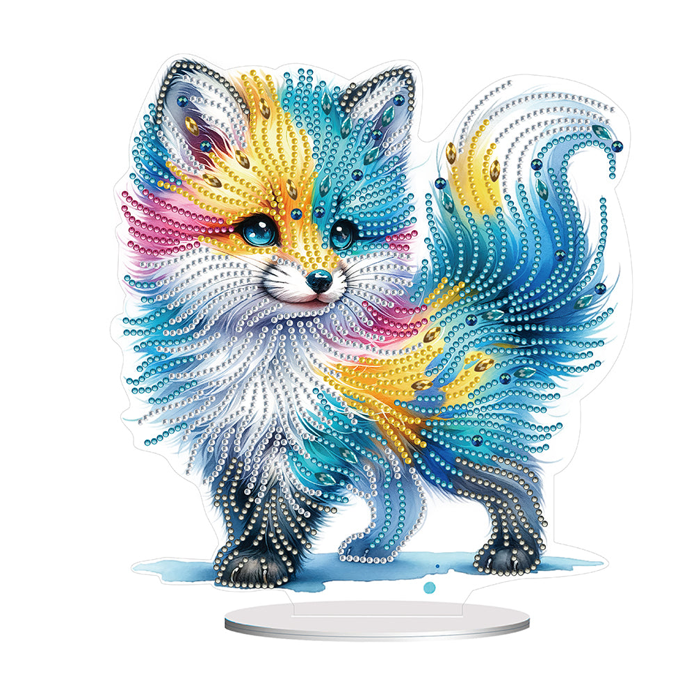 Fox-Single Side Drill-Acrylic Diamond Desktop Ornament