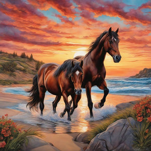Horse-Full Round Diamond Painting-30x30cm