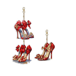 8Pcs/Set Red High Heels-Double Side Drill-Diamond Keychain