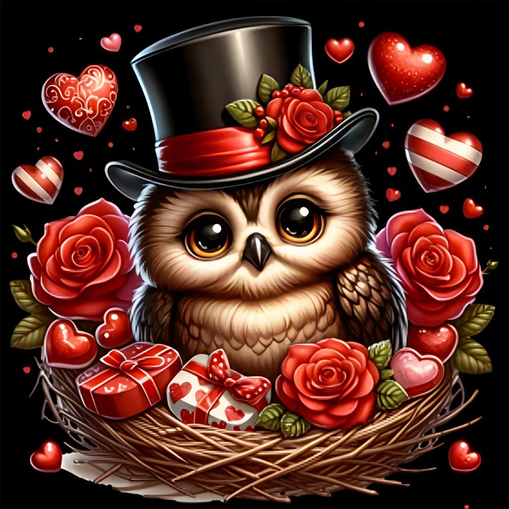 Owl-Full Round Diamond Painting-30x30cm