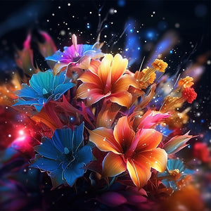 Glow-In-The-Dark Flowers-Full Round Diamond Painting-30x30cm