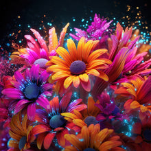 Load image into Gallery viewer, Glow-In-The-Dark Flowers-Full Round Diamond Painting-30x30cm
