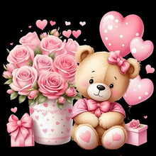 Load image into Gallery viewer, Love Rose Bear-Full Round Diamond Painting-30x30cm

