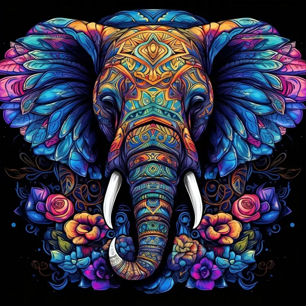 Elephant-Full Round Diamond Painting-30x30cm