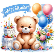 Load image into Gallery viewer, Birthday Bear-Full Round Diamond Painting-30x30cm
