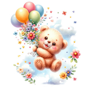 Birthday Bear-Full Round Diamond Painting-30x30cm