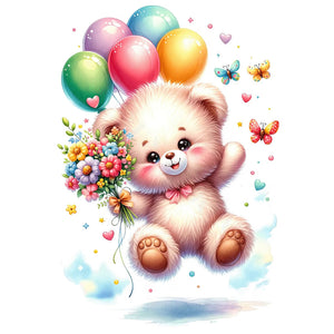 Birthday Bear-Full Round Diamond Painting-30x30cm