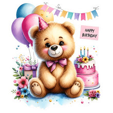 Load image into Gallery viewer, Birthday Bear-Full Round Diamond Painting-30x30cm
