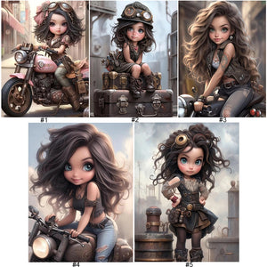 Steampunk Girl-Full Round/Square Diamond Painting-30x40cm/40x50cm/50x70cm
